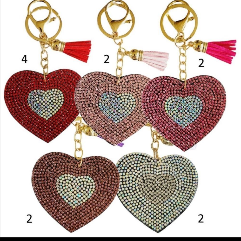 Tassel Double Heart Purse Charm Key Chains